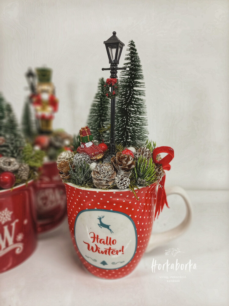 Karácsonyi bögre lámpással