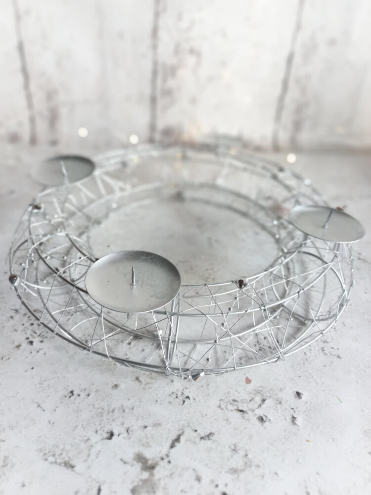 Adventi koszorú alap fém ezüst