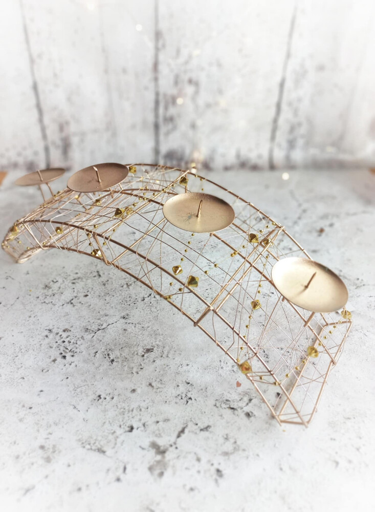 Adventi koszorú alap fém arany boltíves