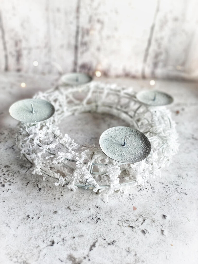 Adventi koszorú alap fém fehér